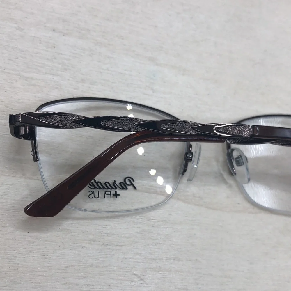 Parade Plus Eyewear 2038 Brown Metal Half Rim Square Frame